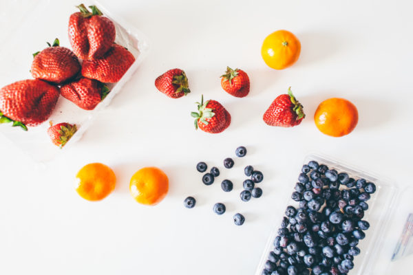 fruit assortment on white background 