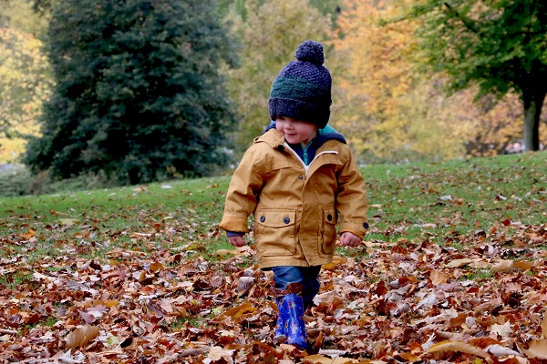 Toddler enjoying fall without allergies