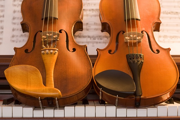 Wooden instruments sitting on keys