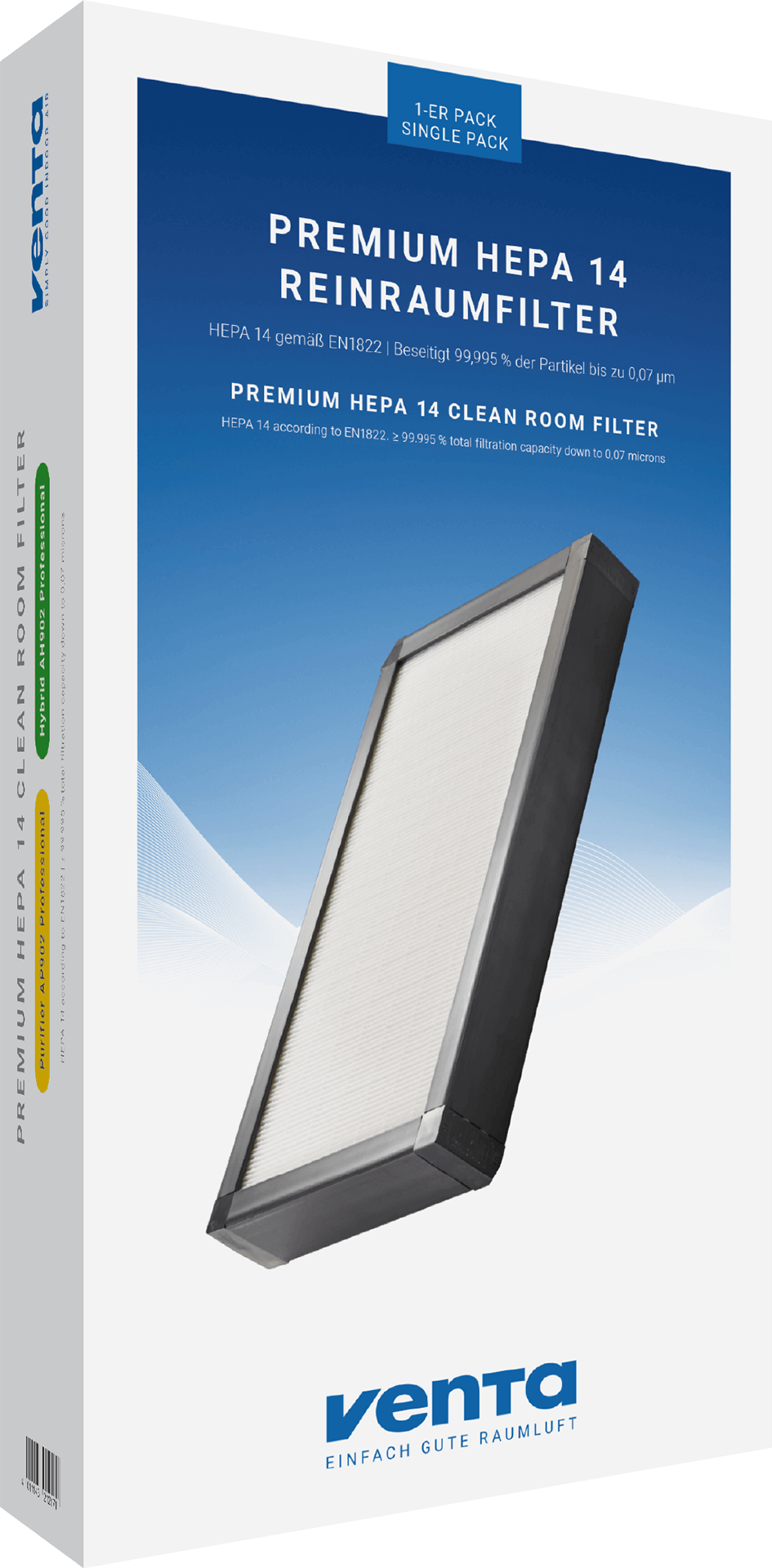 Premium HEPA14 1er Reinraumfilter (Professional & App Control)